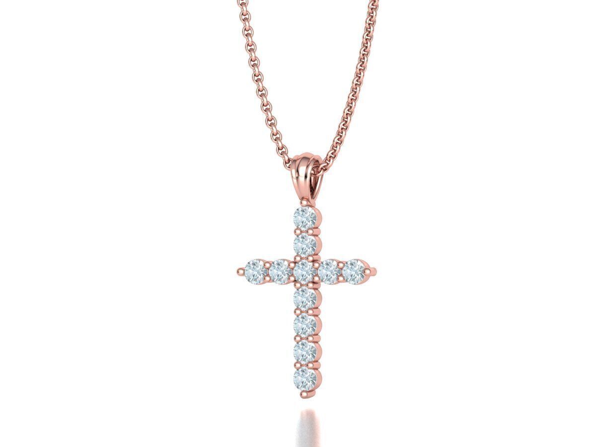 1CT total Diamond Cross 3mm Stones 3Dprint model 3D print model_16