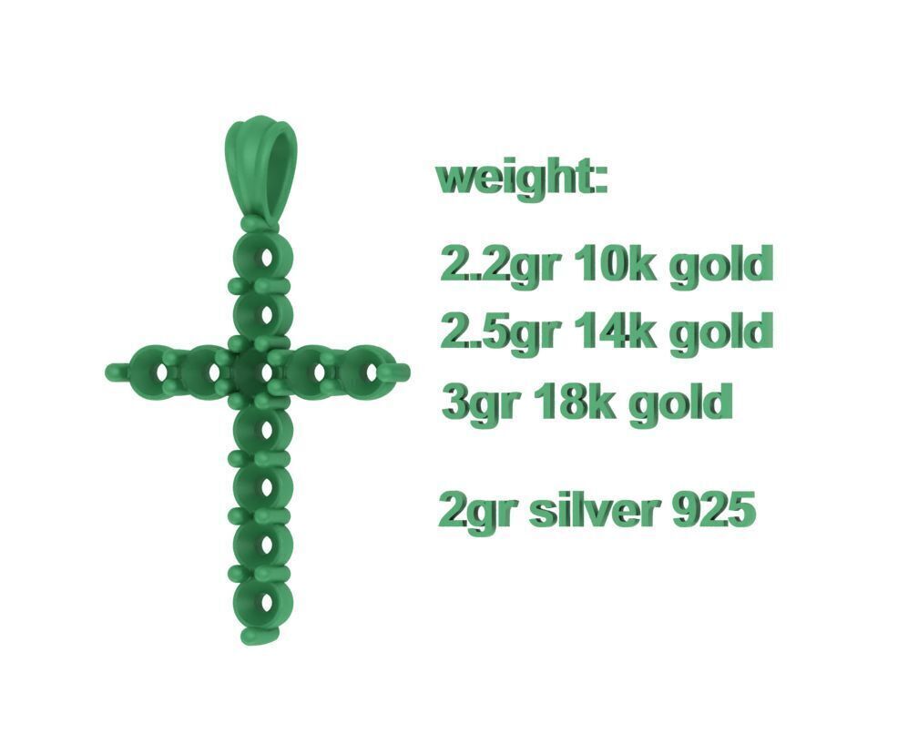 1CT total Diamond Cross 3mm Stones 3Dprint model 3D print model_9