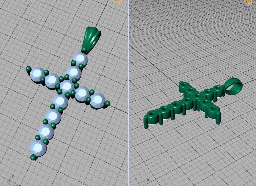 1CT total Diamond Cross 3mm Stones 3Dprint model 3D print model_34