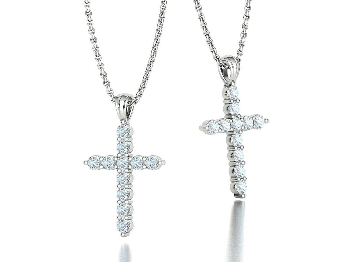 1CT total Diamond Cross 3mm Stones 3Dprint model 3D print model_4