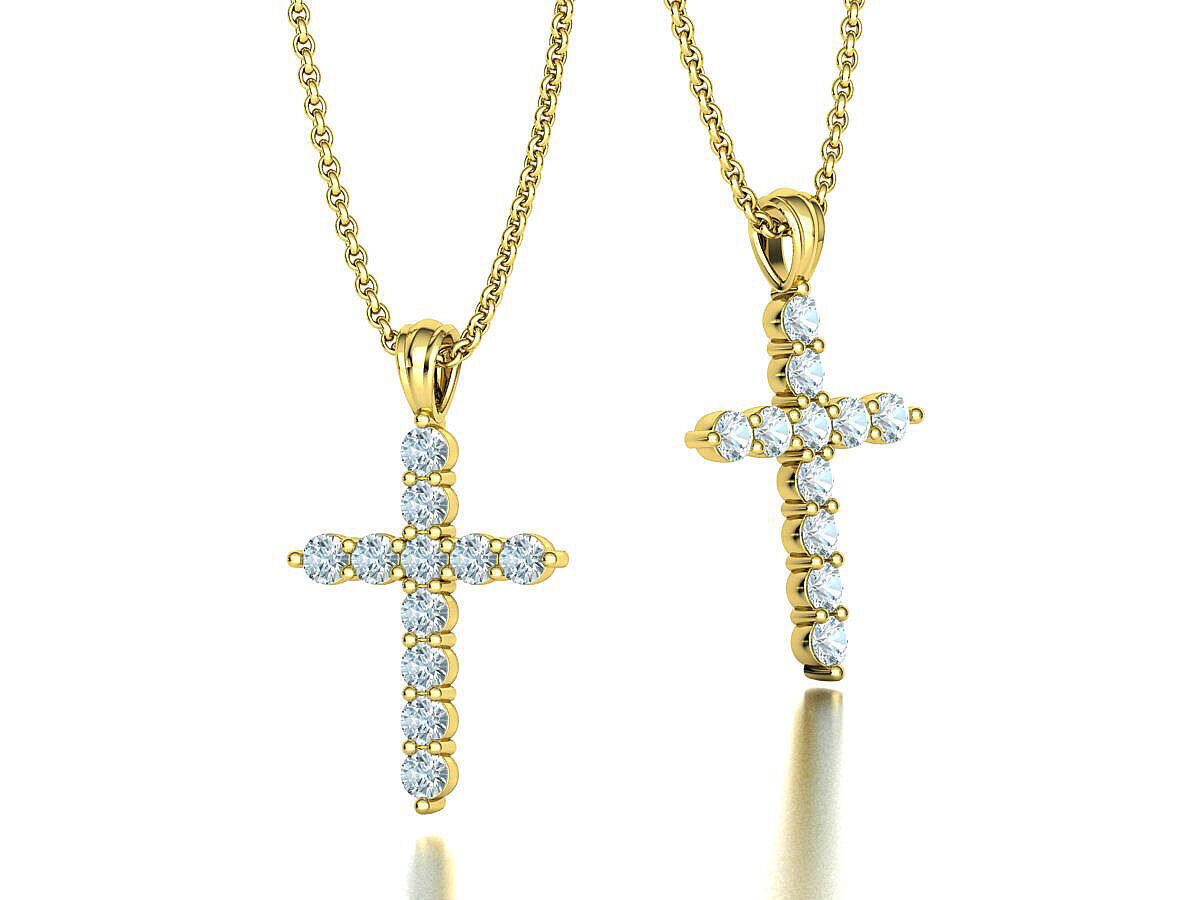 1CT total Diamond Cross 3mm Stones 3Dprint model 3D print model_3