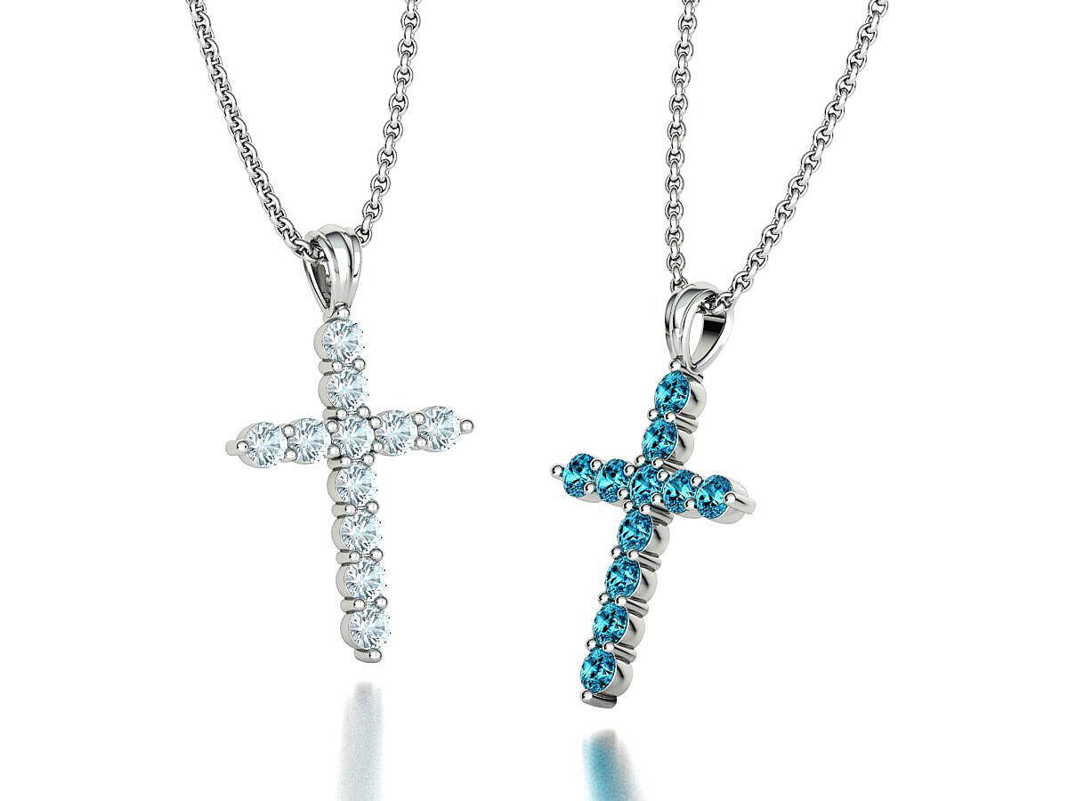 1CT total Diamond Cross 3mm Stones 3Dprint model 3D print model_13