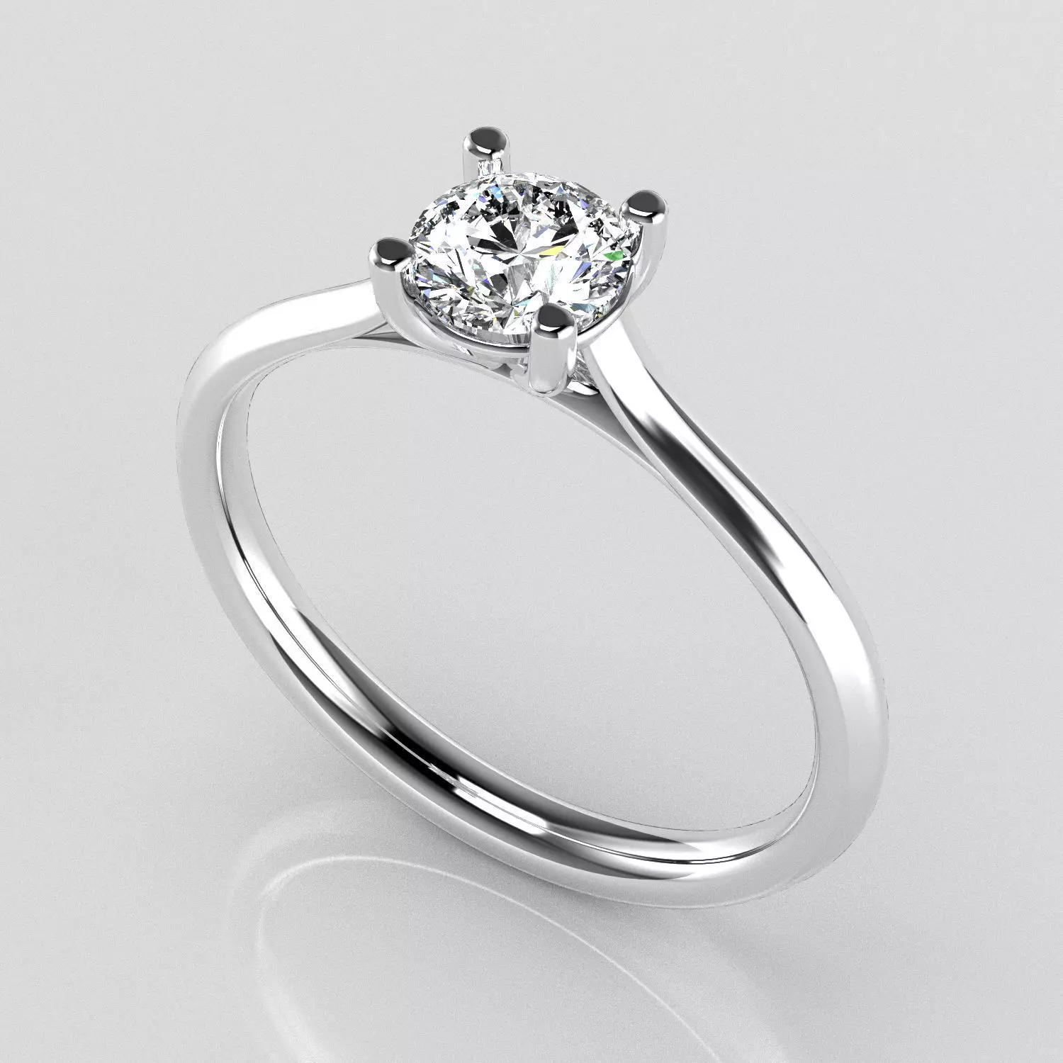 Classic Shoulder Solitaire Ring - Round 5 mm - 50 carat points 3D print model_0