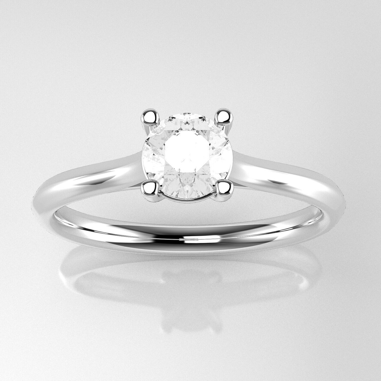 Classic Shoulder Solitaire Ring - Round 5 mm - 50 carat points 3D print model_1