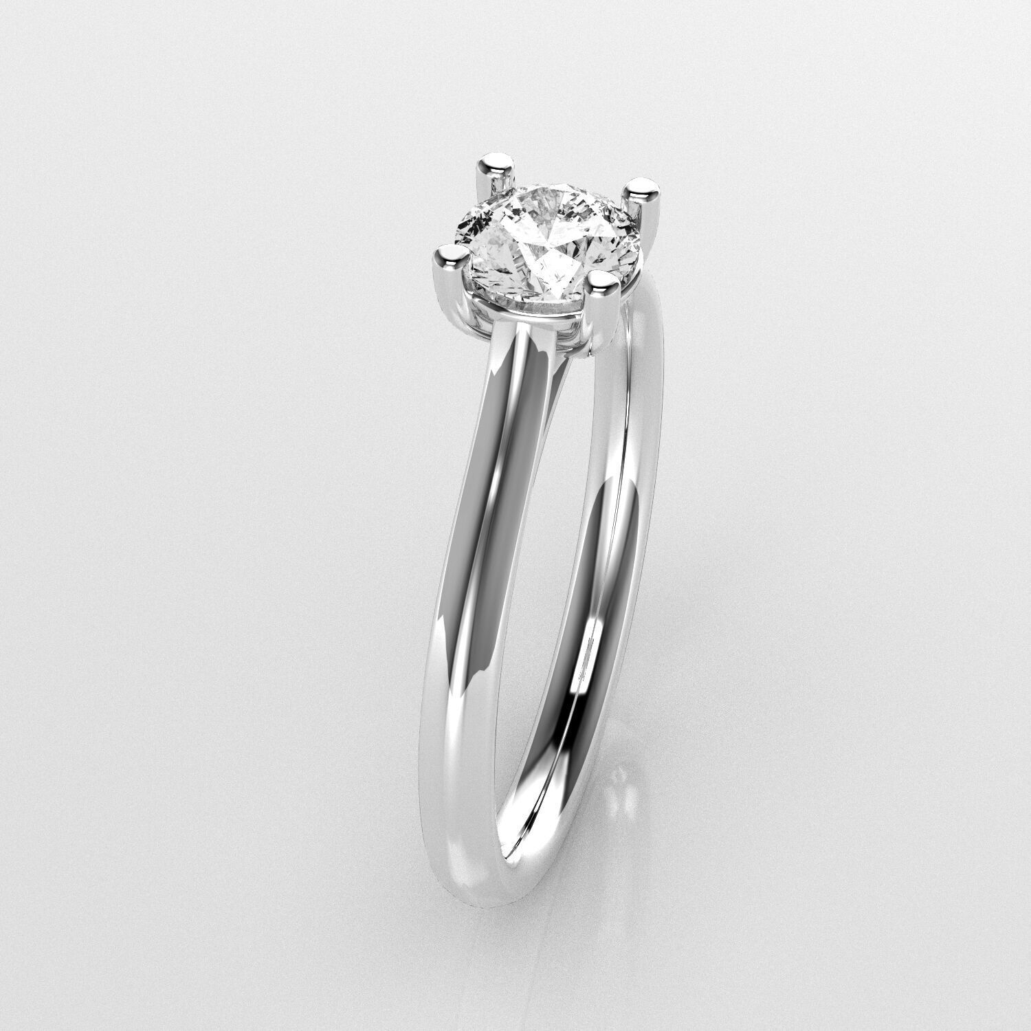 Classic Shoulder Solitaire Ring - Round 5 mm - 50 carat points 3D print model_2