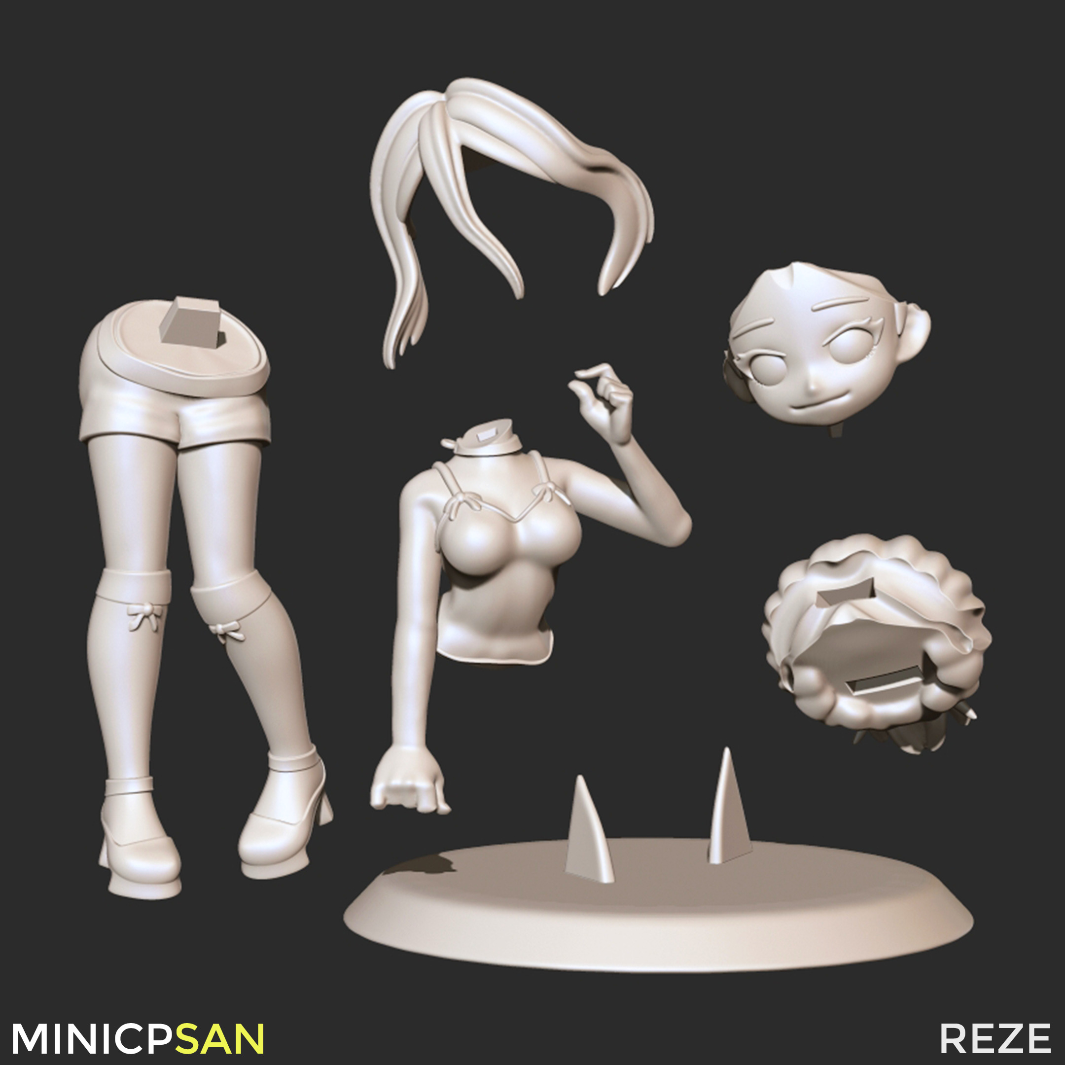 Reze - Cute Monochrome Summer Look - Chainsaw Man 3D print model_12