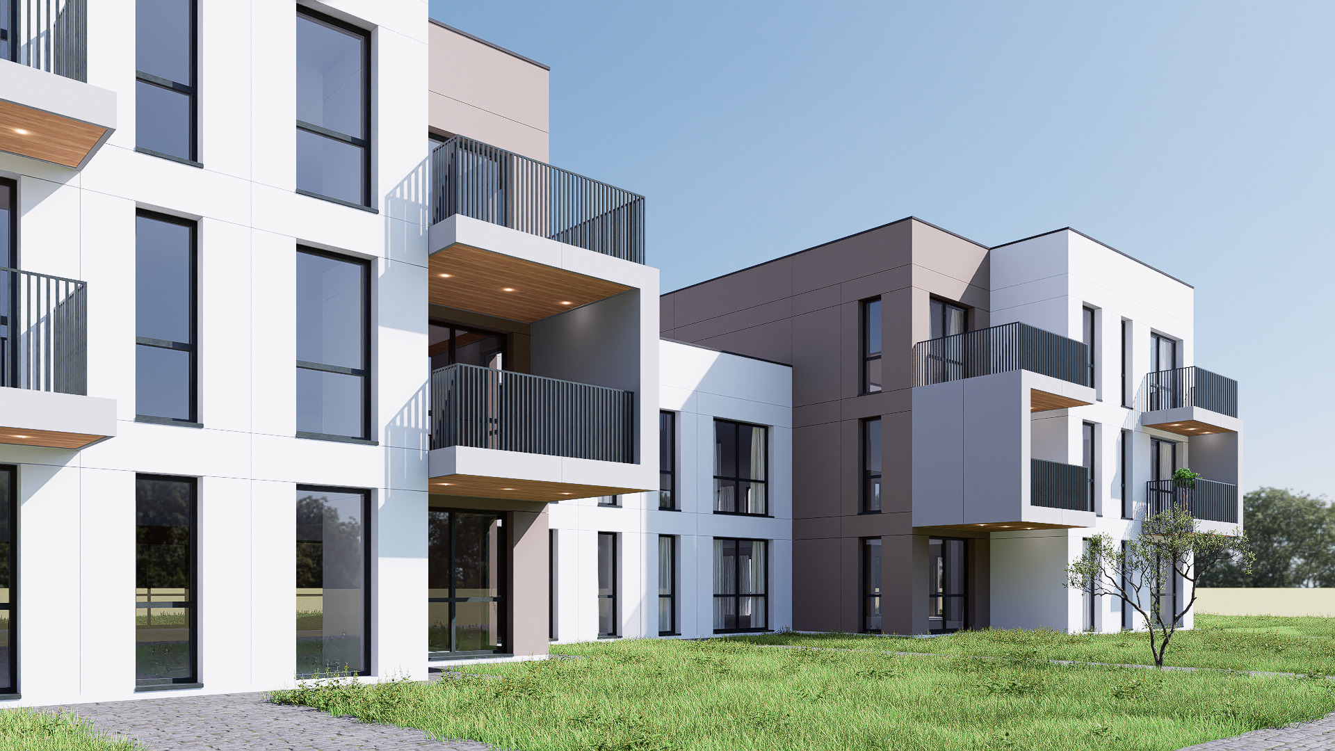 Modern apartment building Low-poly 3D model_9