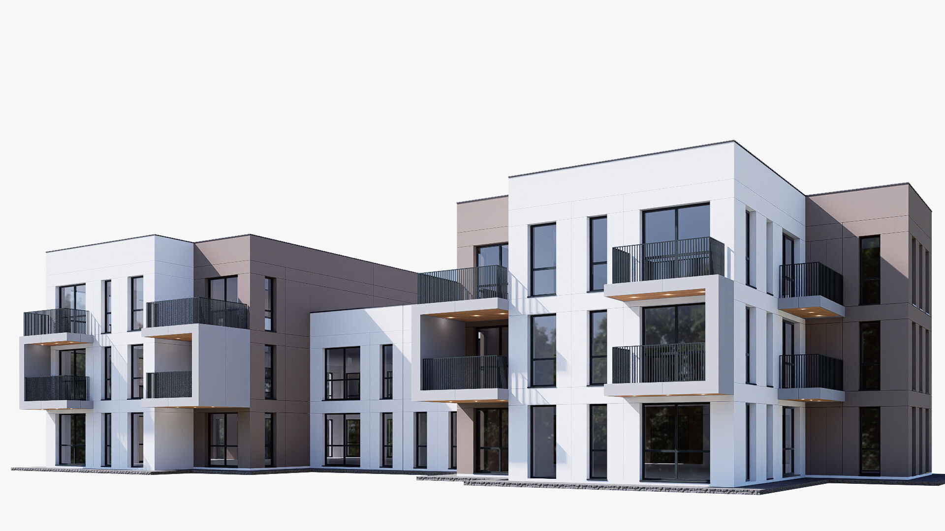 Modern apartment building Low-poly 3D model_10