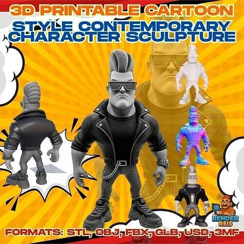 Spiked Hair Cool Character Figure  3D model