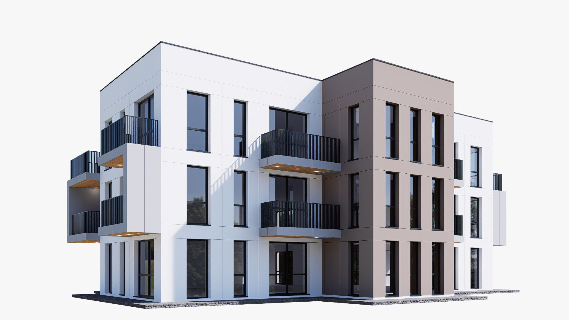 apartment building Low-poly 3D model_4