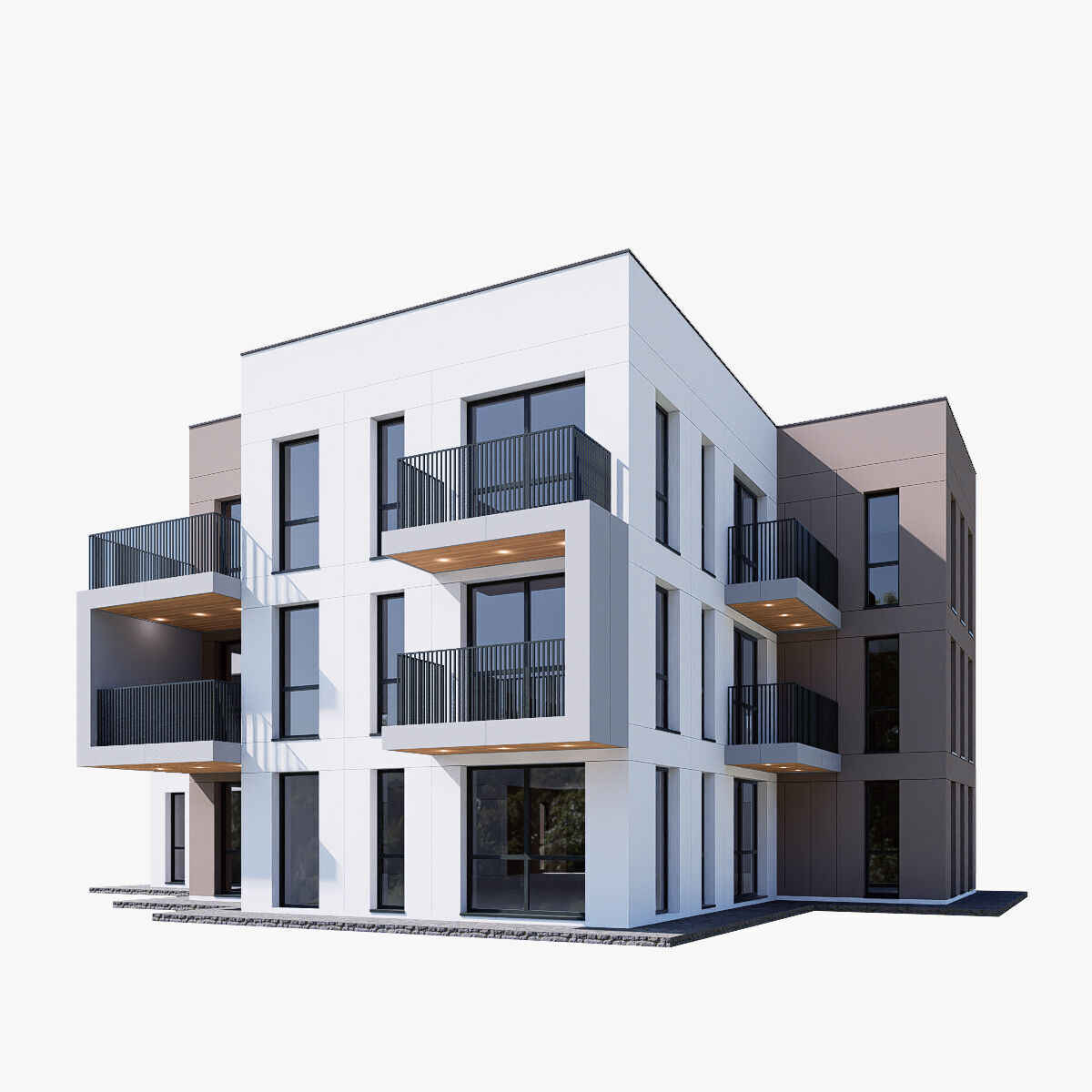 apartment building Low-poly 3D model_8