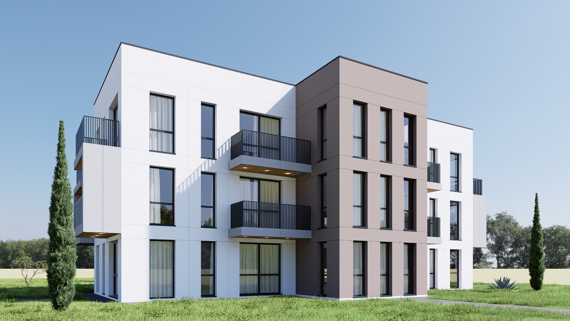 apartment building Low-poly 3D model_5