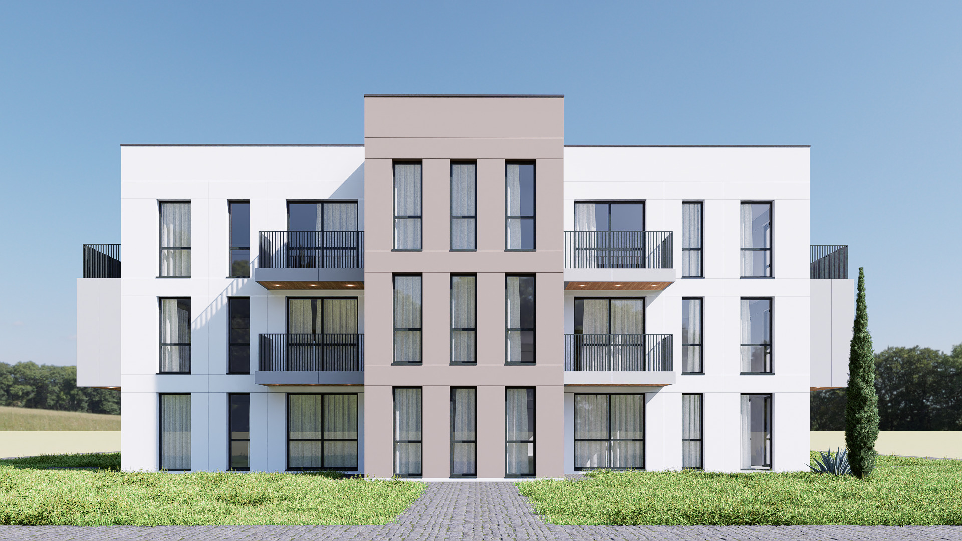 apartment building Low-poly 3D model_7