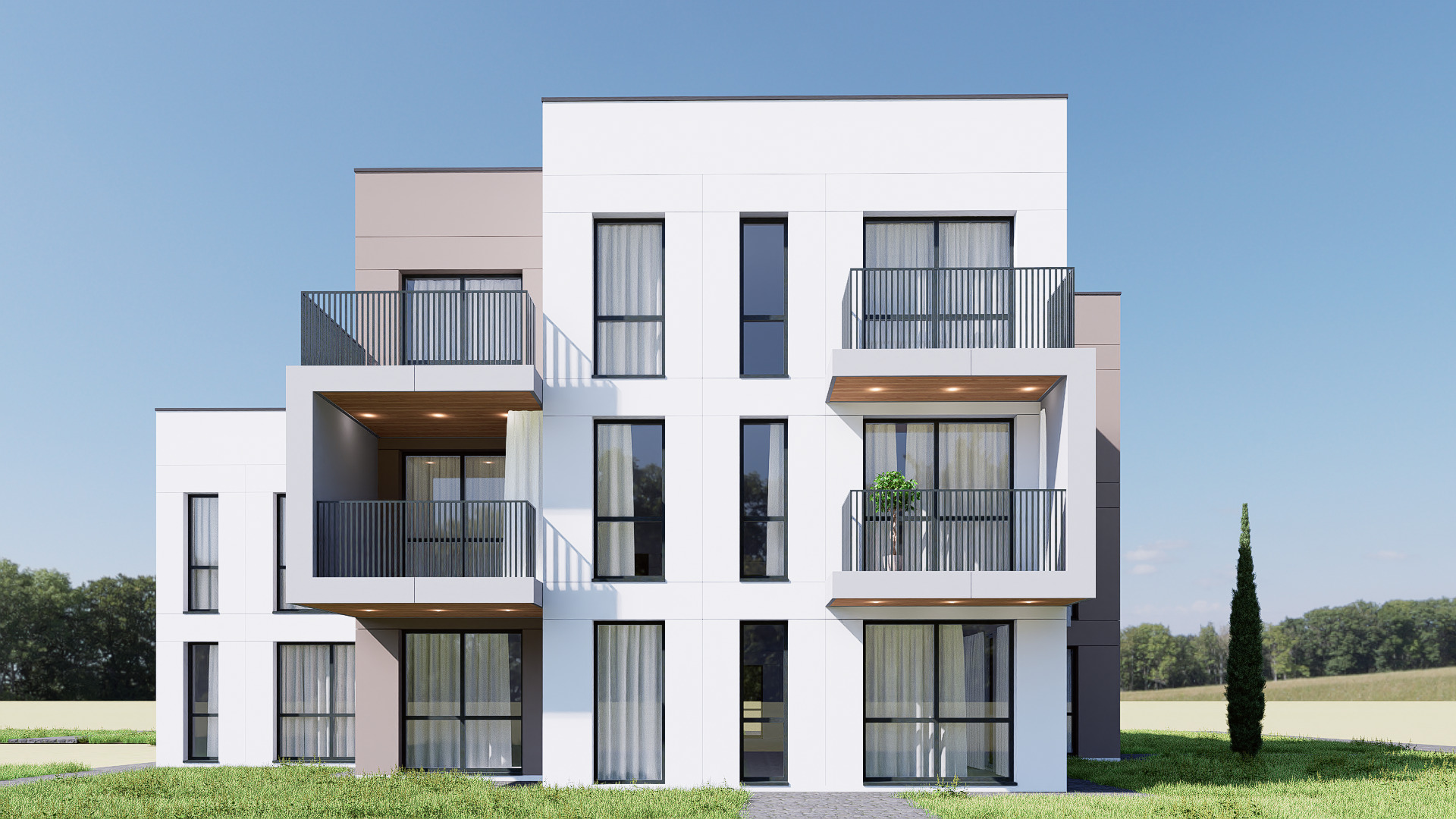 apartment building Low-poly 3D model_1