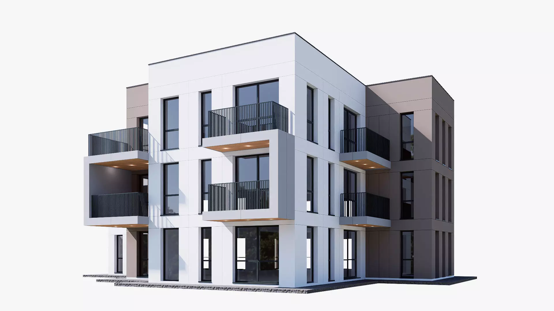 apartment building Low-poly 3D model_0