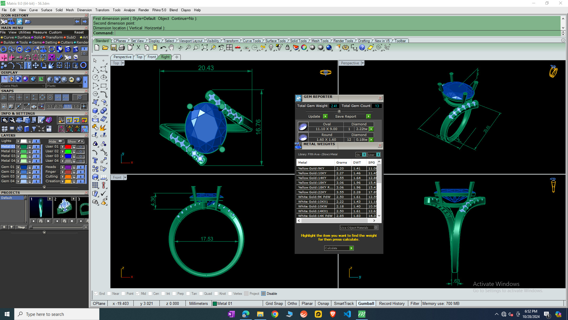OVA L DIAMOND RING -CAD-051 3D model_12