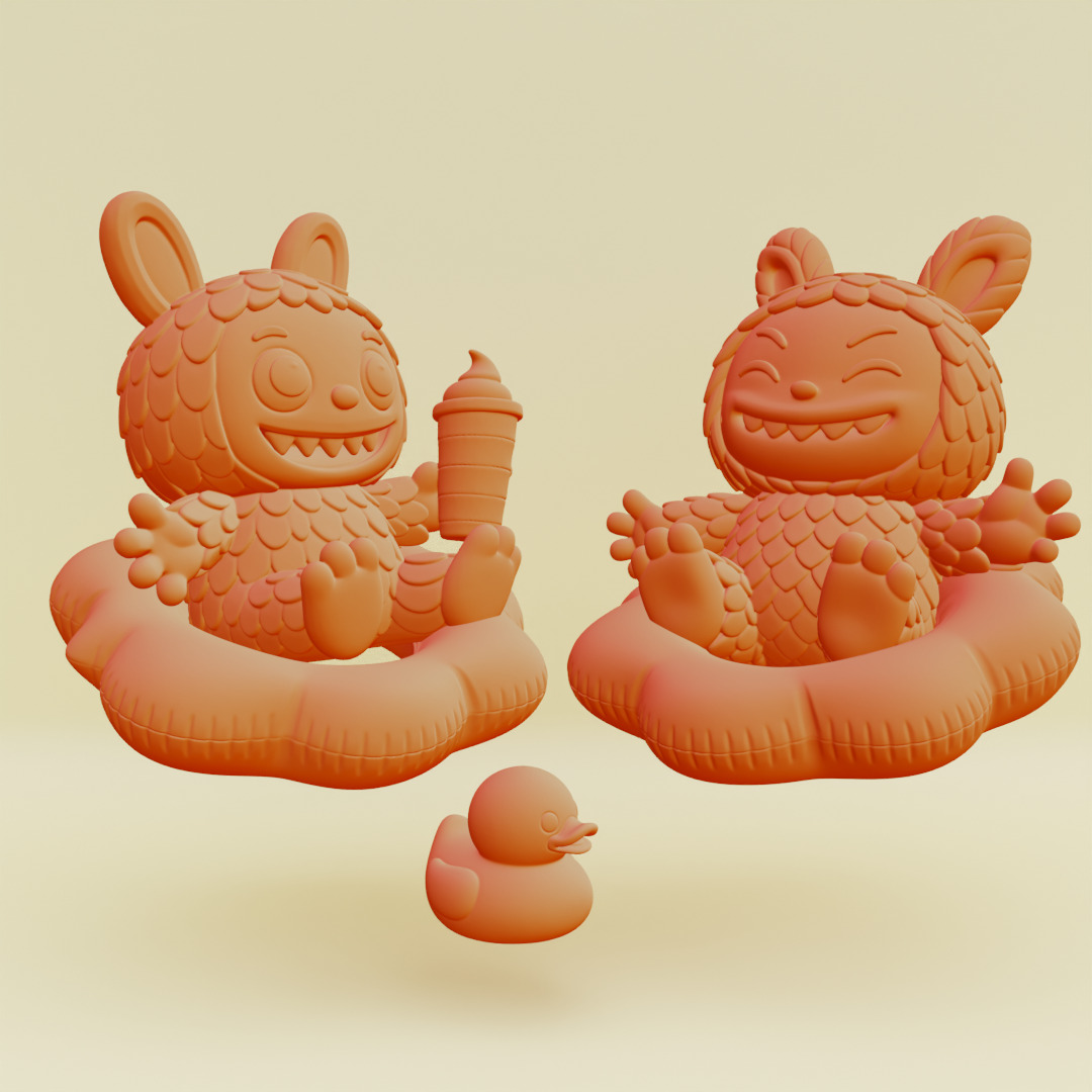 Labubu Beach Set Characters QUQU SISI Pop Mart Printable 3D print model_1
