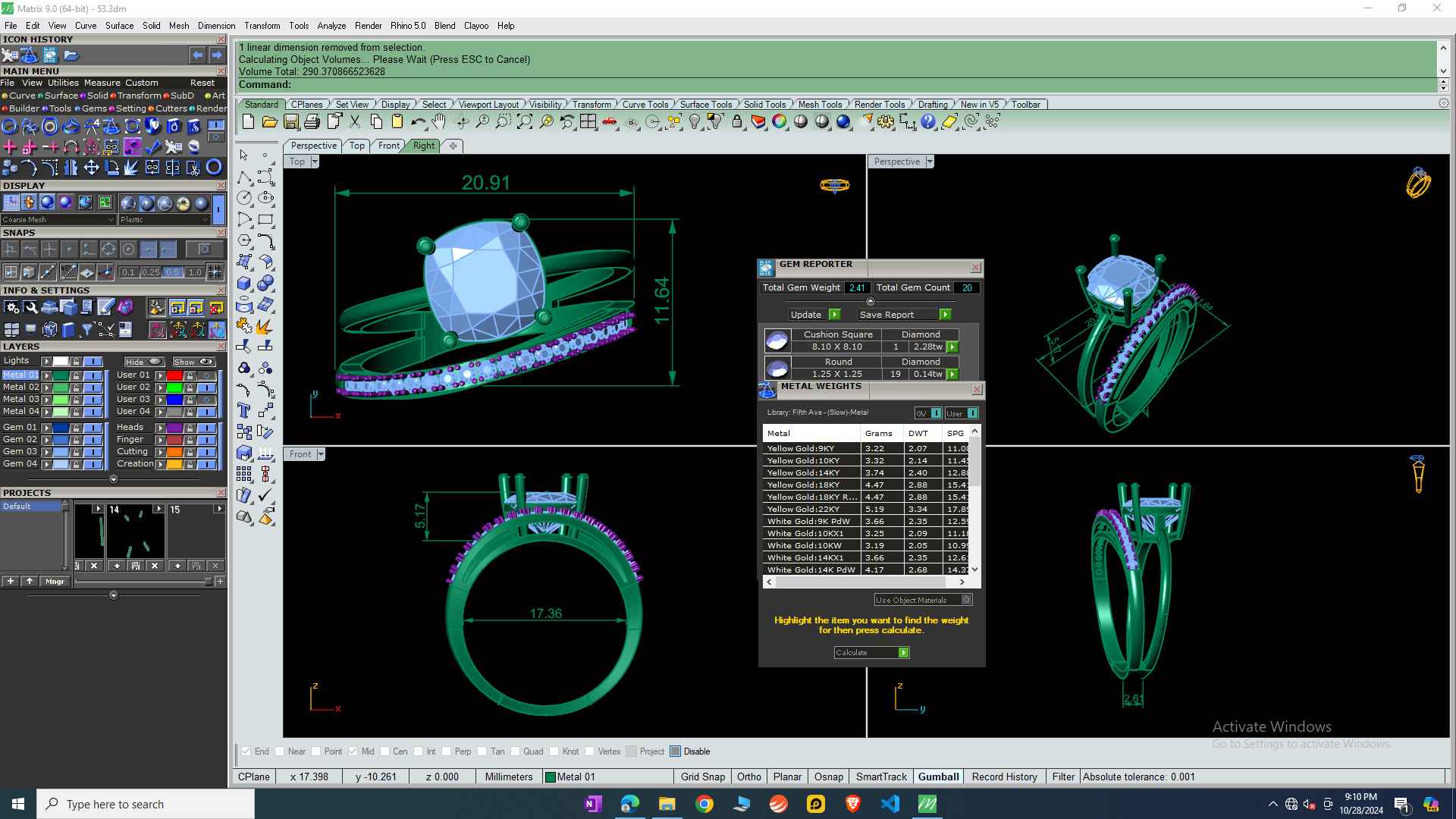 ASSCHER DIAMOND RING -CAD-052 3D model_12