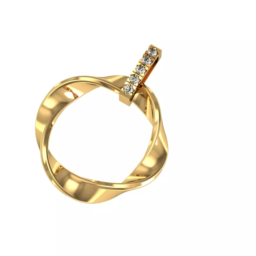 Diamond Interlocking Double Ring Necklace 3D print model