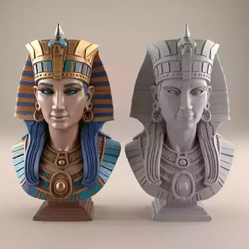 Pharaonic Egyptian Queen Bust - Unique Desk Decor STL 3D print model
