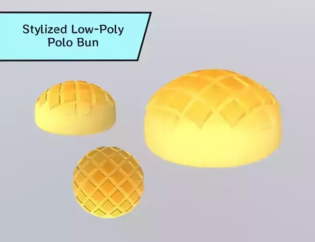 Stylized Low-Poly Pineapple Bun Polo Bun  Low-poly 3D model