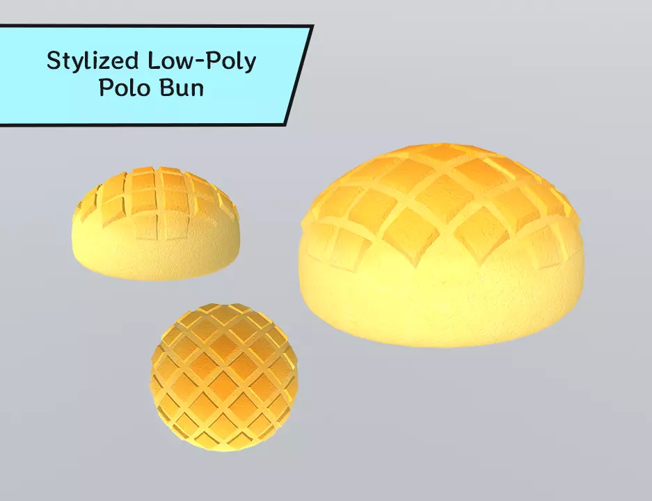 Stylized Low-Poly Pineapple Bun Polo Bun  Low-poly 3D model_0