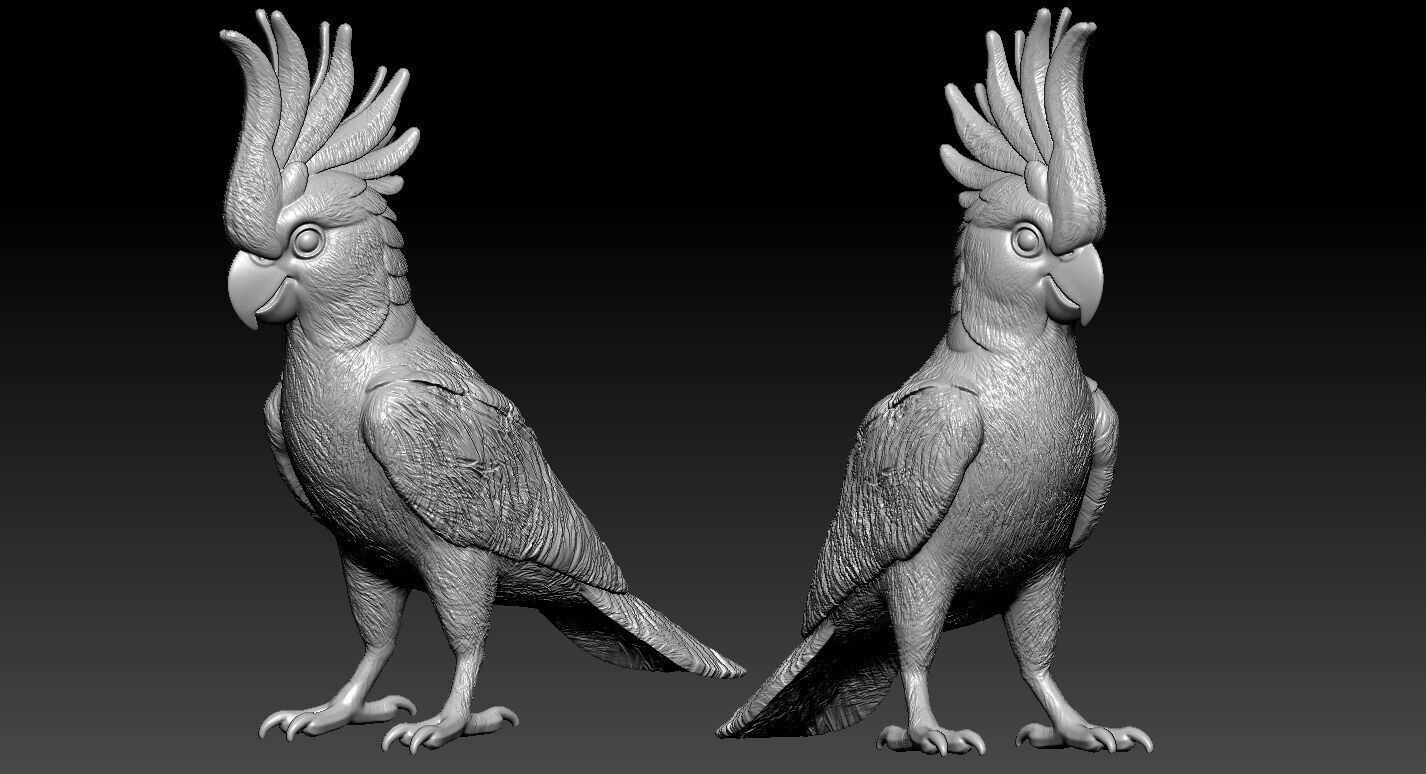 Parrot statue - cockatoo urban vibes 3D print model_2