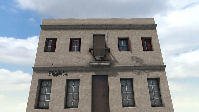 Old High-Quality 3D Colonial House Low-poly 3D model