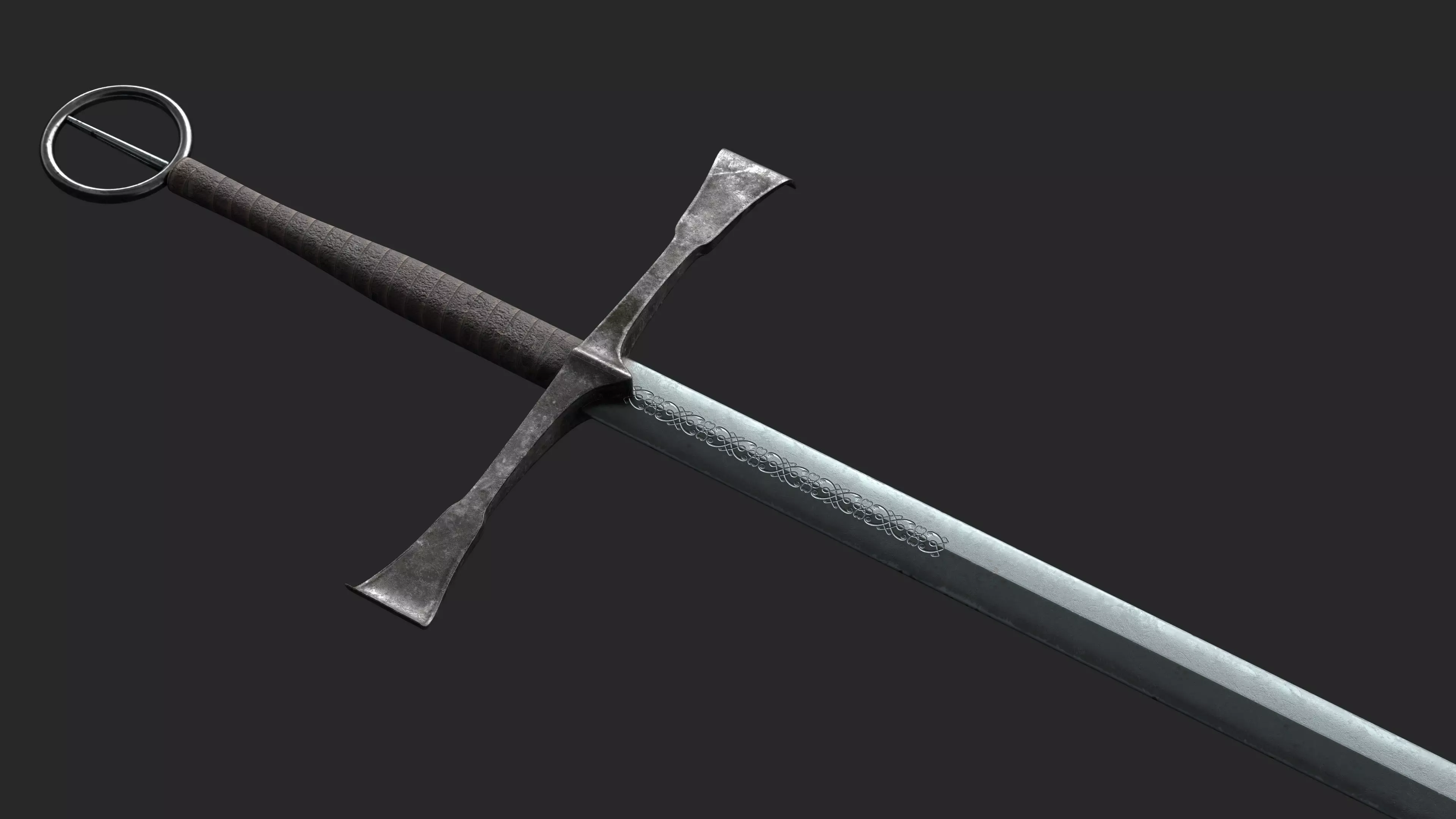 Irish Gallowglas Sword Low-poly 3D model_0