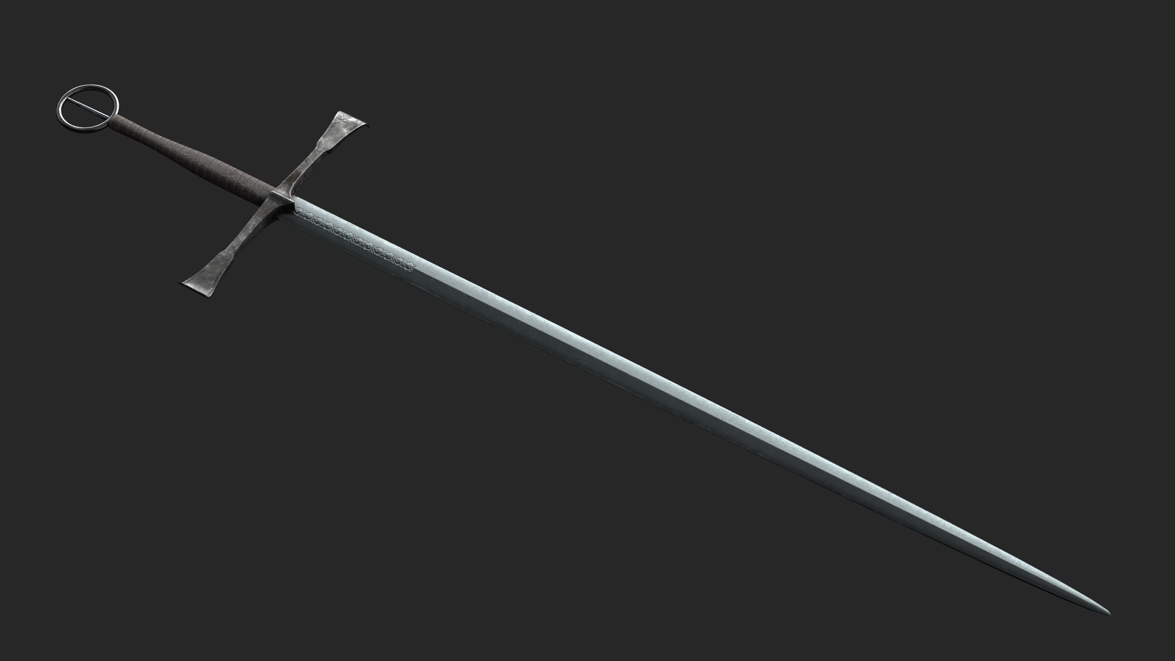 Irish Gallowglas Sword Low-poly 3D model_2