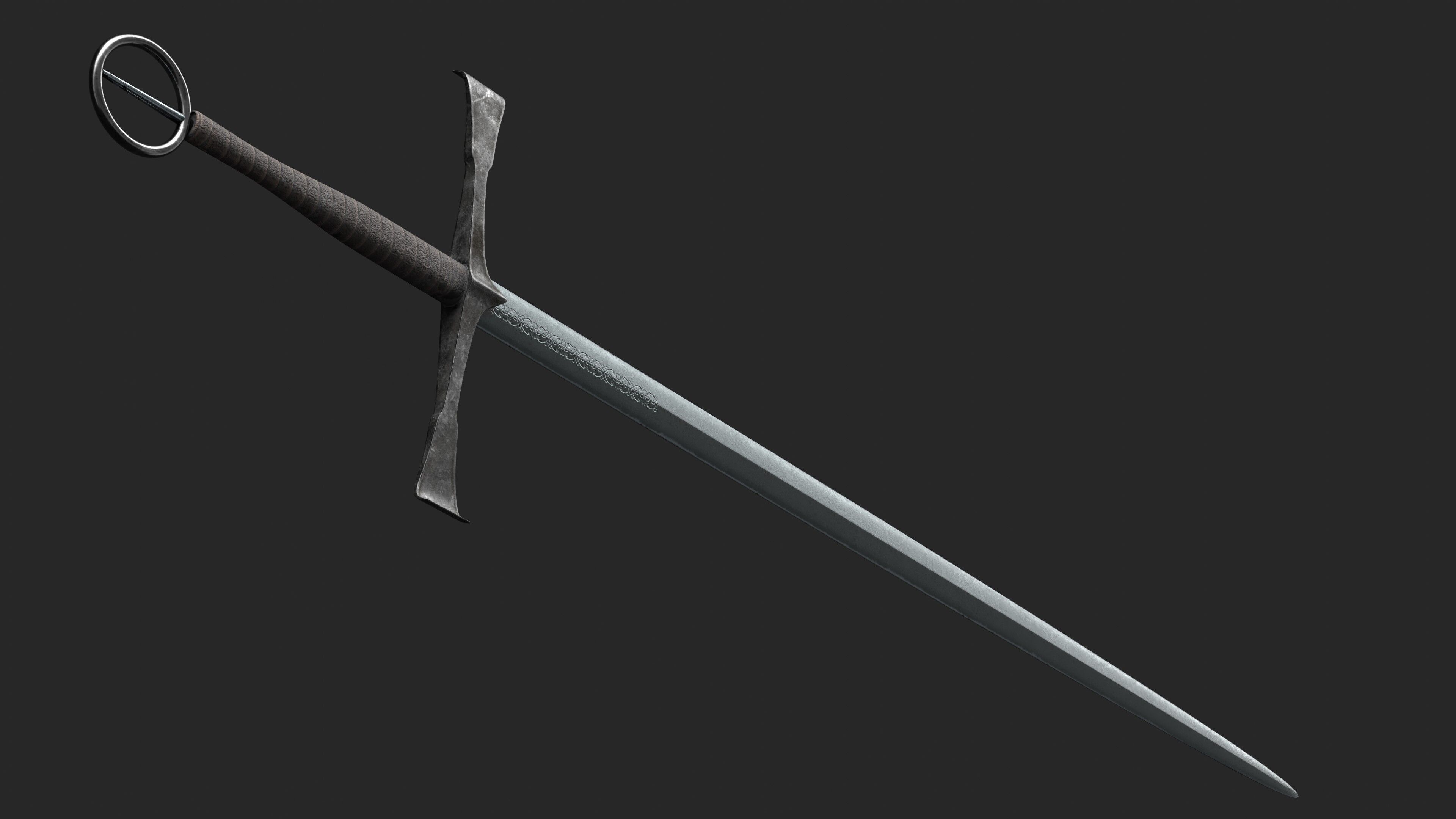 Irish Gallowglas Sword Low-poly 3D model_3