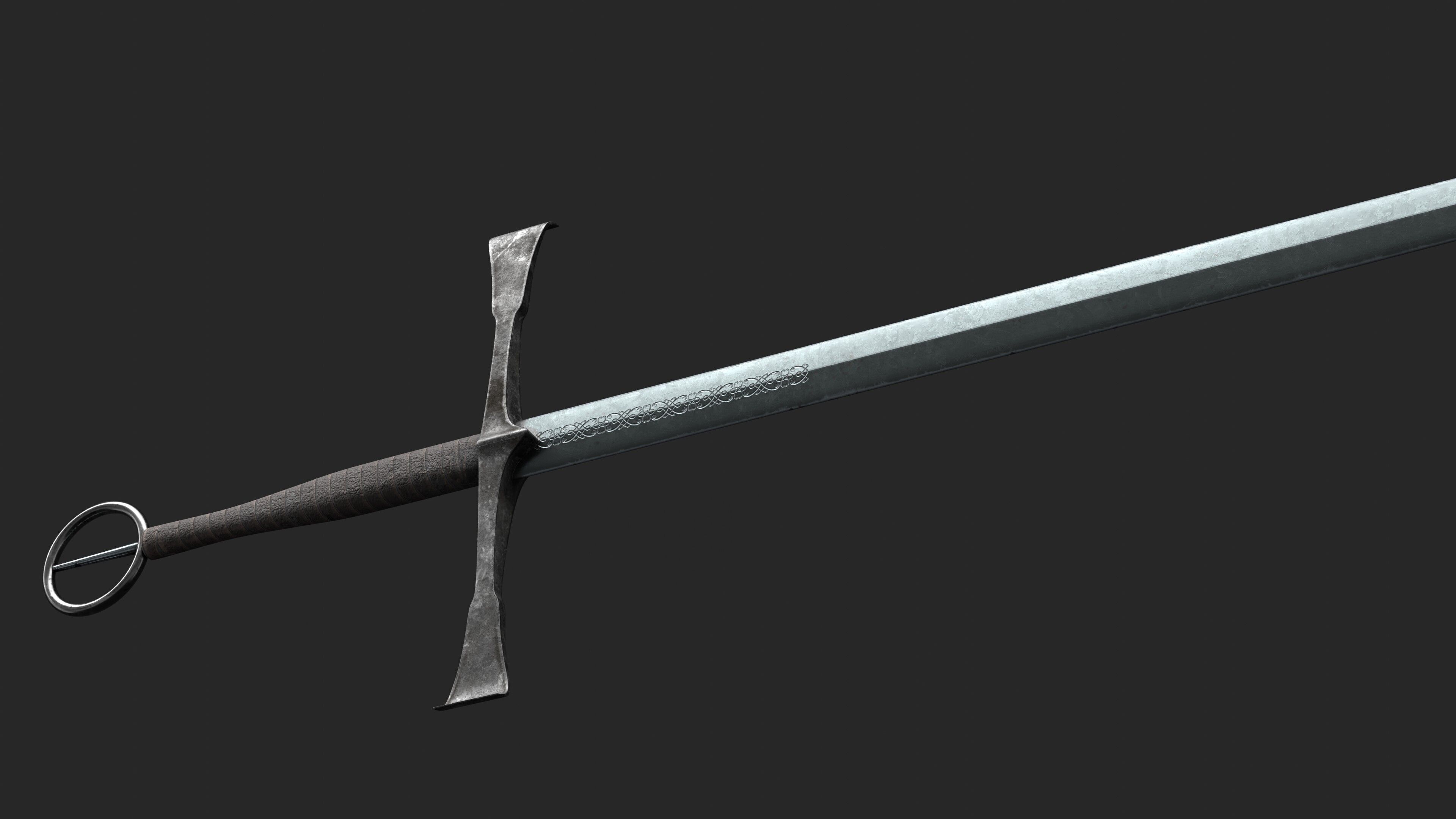 Irish Gallowglas Sword Low-poly 3D model_5