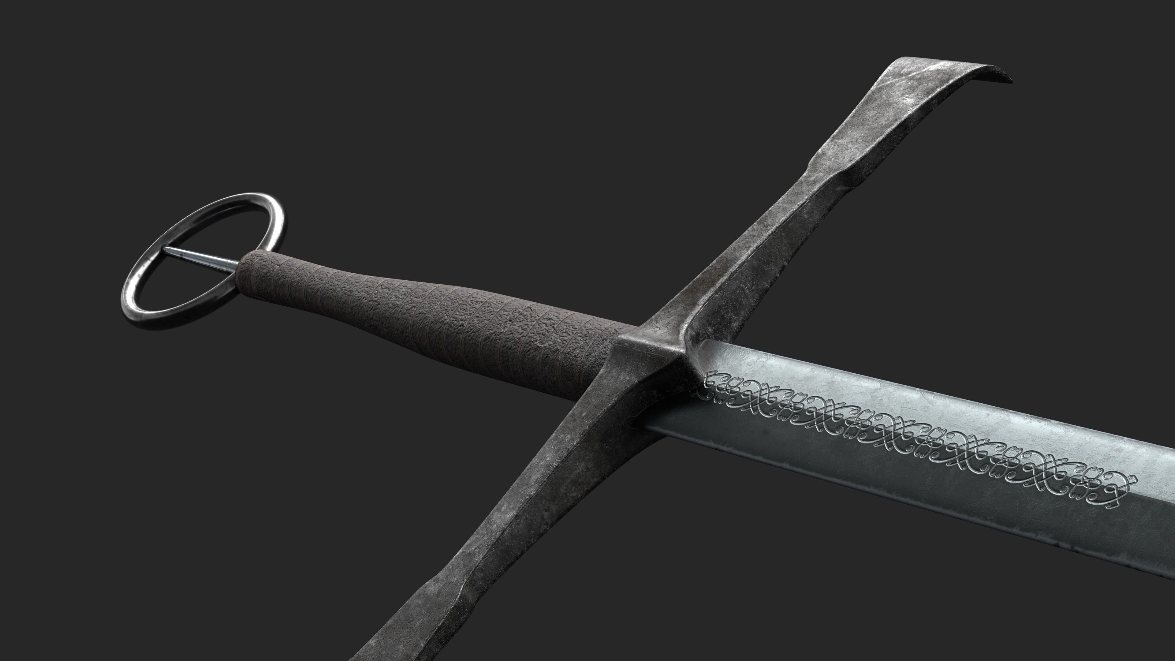 Irish Gallowglas Sword Low-poly 3D model_6