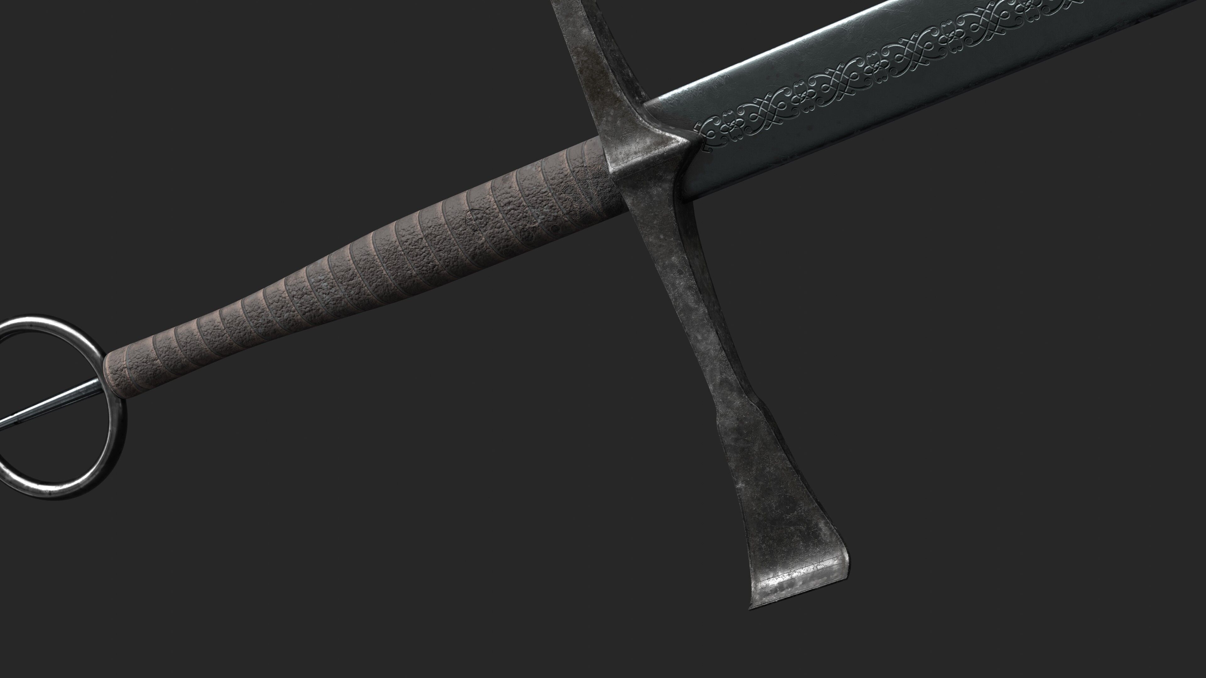 Irish Gallowglas Sword Low-poly 3D model_8