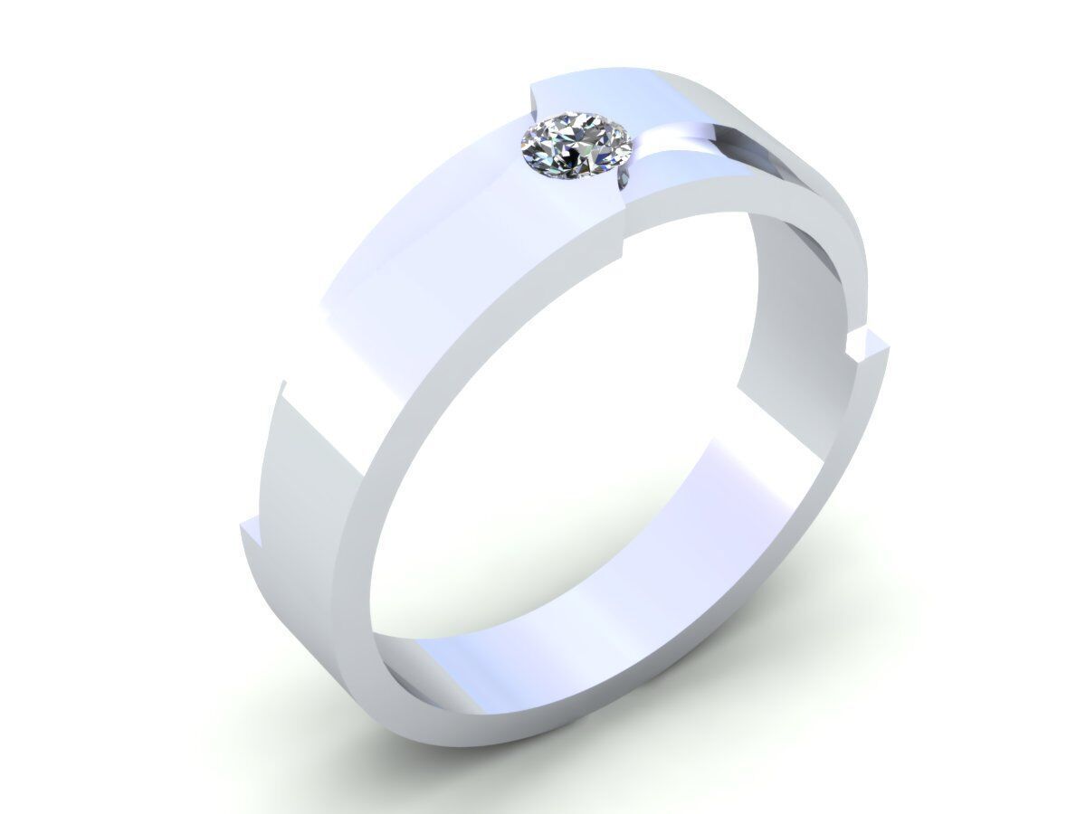 Man Ring One Stone 3D print model_1