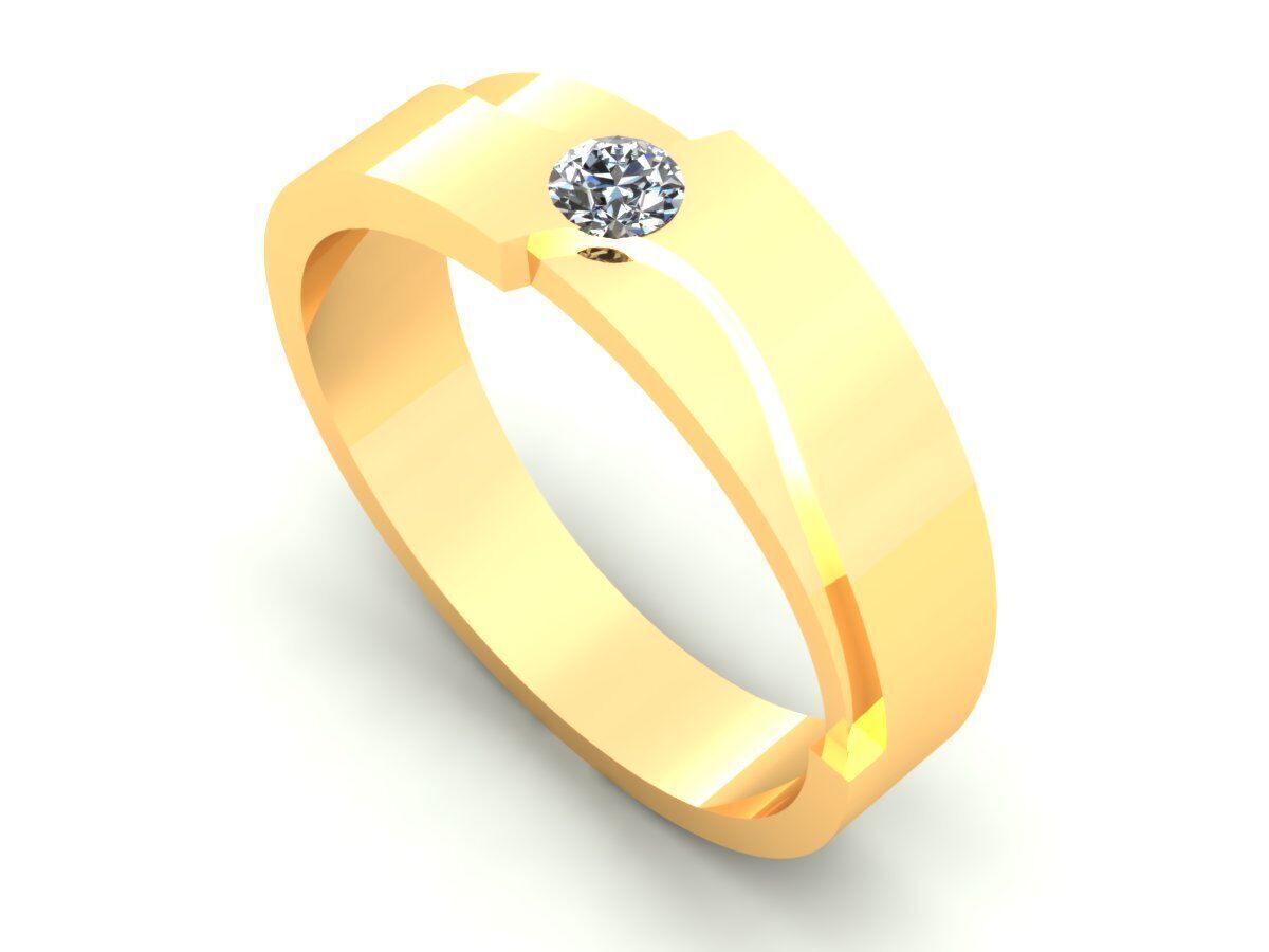 Man Ring One Stone 3D print model_3
