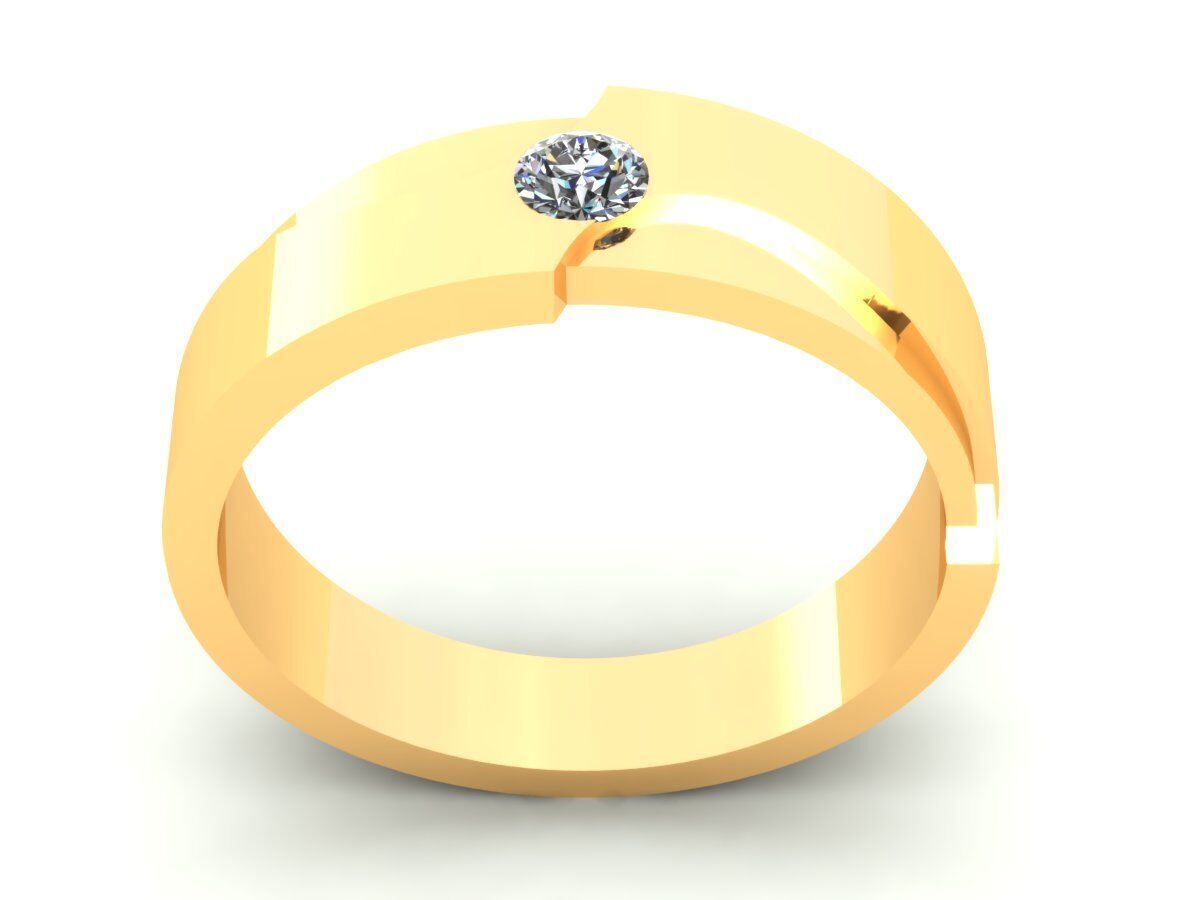 Man Ring One Stone 3D print model_4