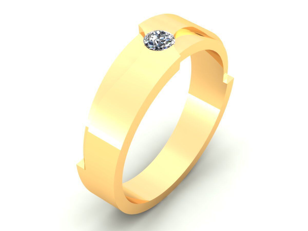 Man Ring One Stone 3D print model_5