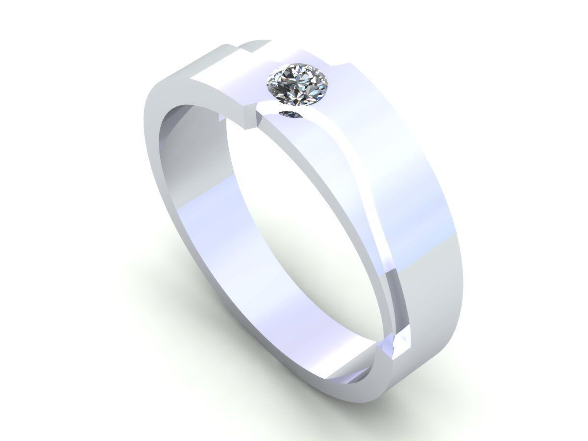 Man Ring One Stone 3D print model_2