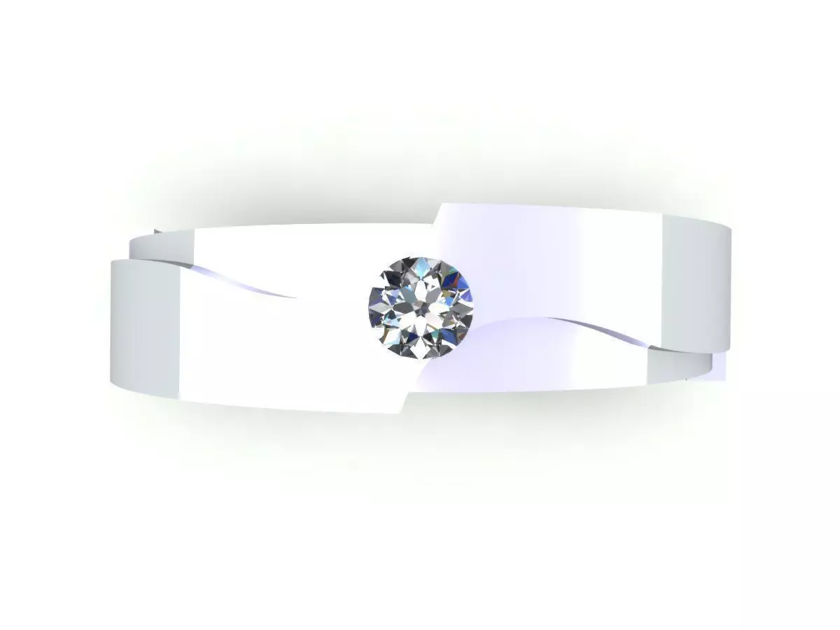 Man Ring One Stone 3D print model_0