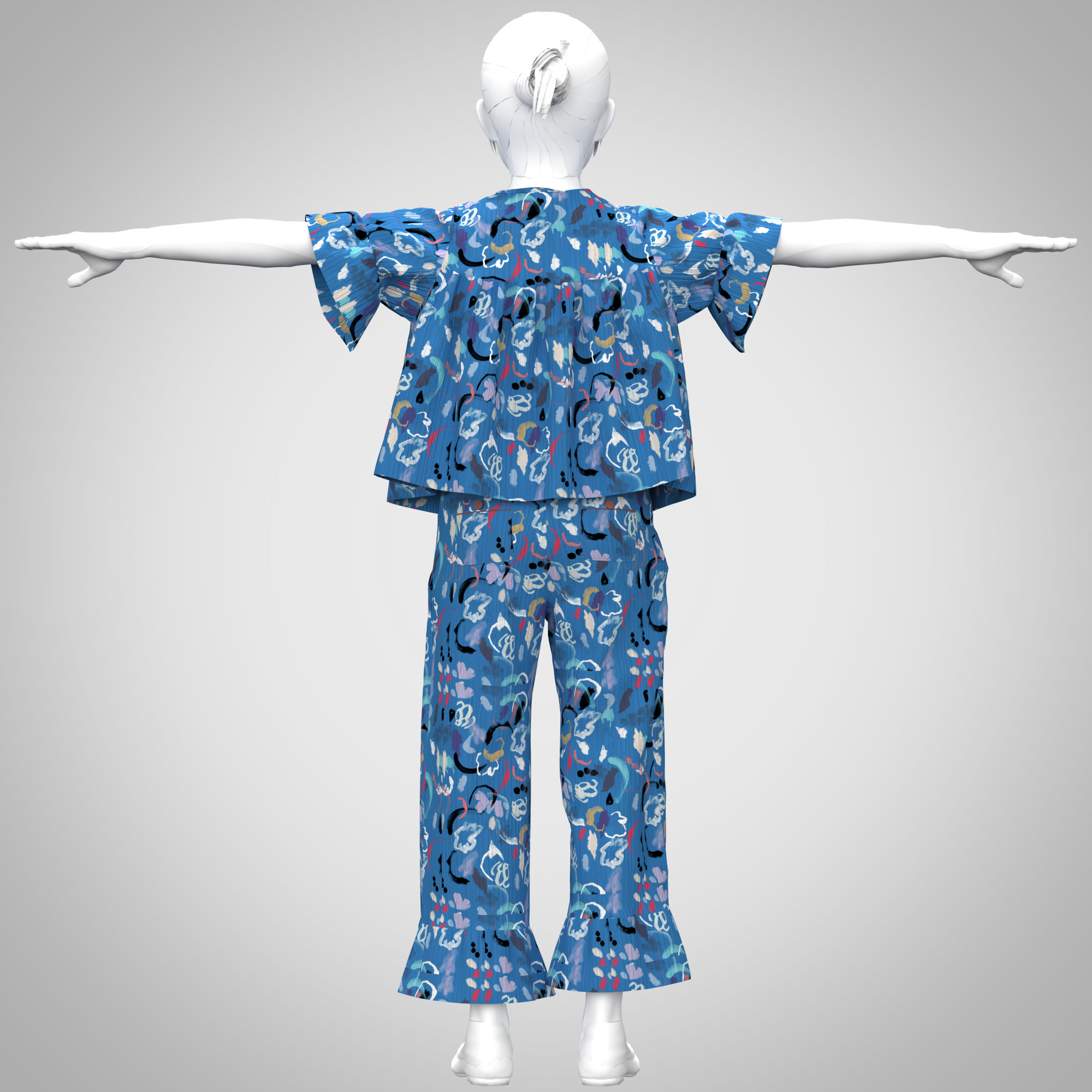 Girls top bottom set rigged model  Low-poly 3D model_8