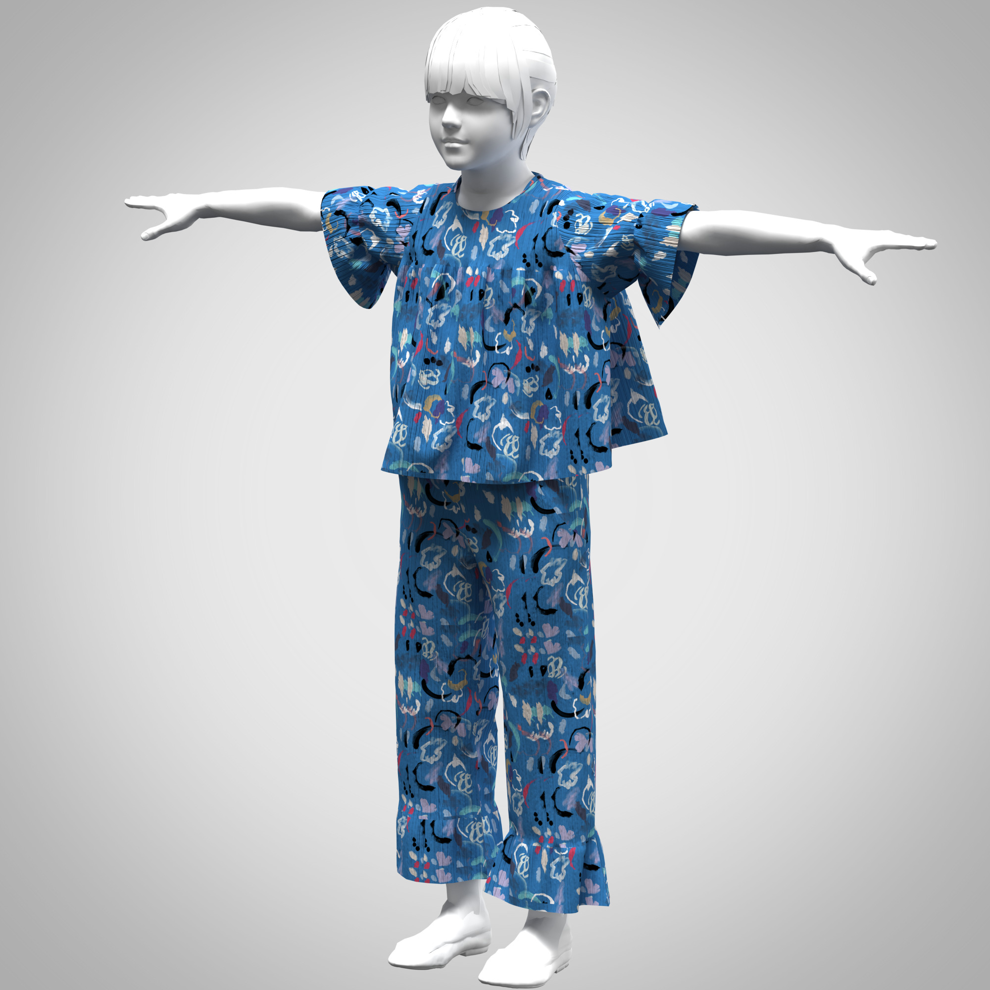 Girls top bottom set rigged model  Low-poly 3D model_12