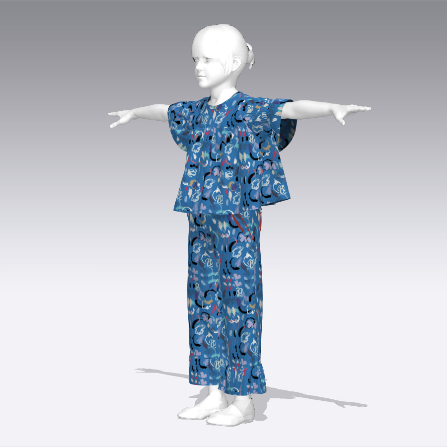 Girls top bottom set rigged model  Low-poly 3D model_9