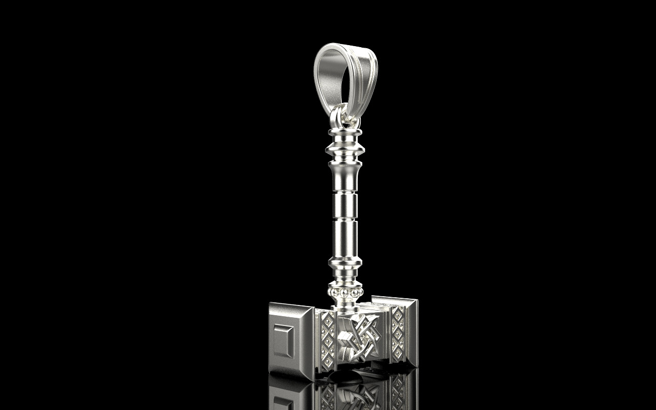 Thor hammer Mjollnir pendant model 1068 3D print model_25