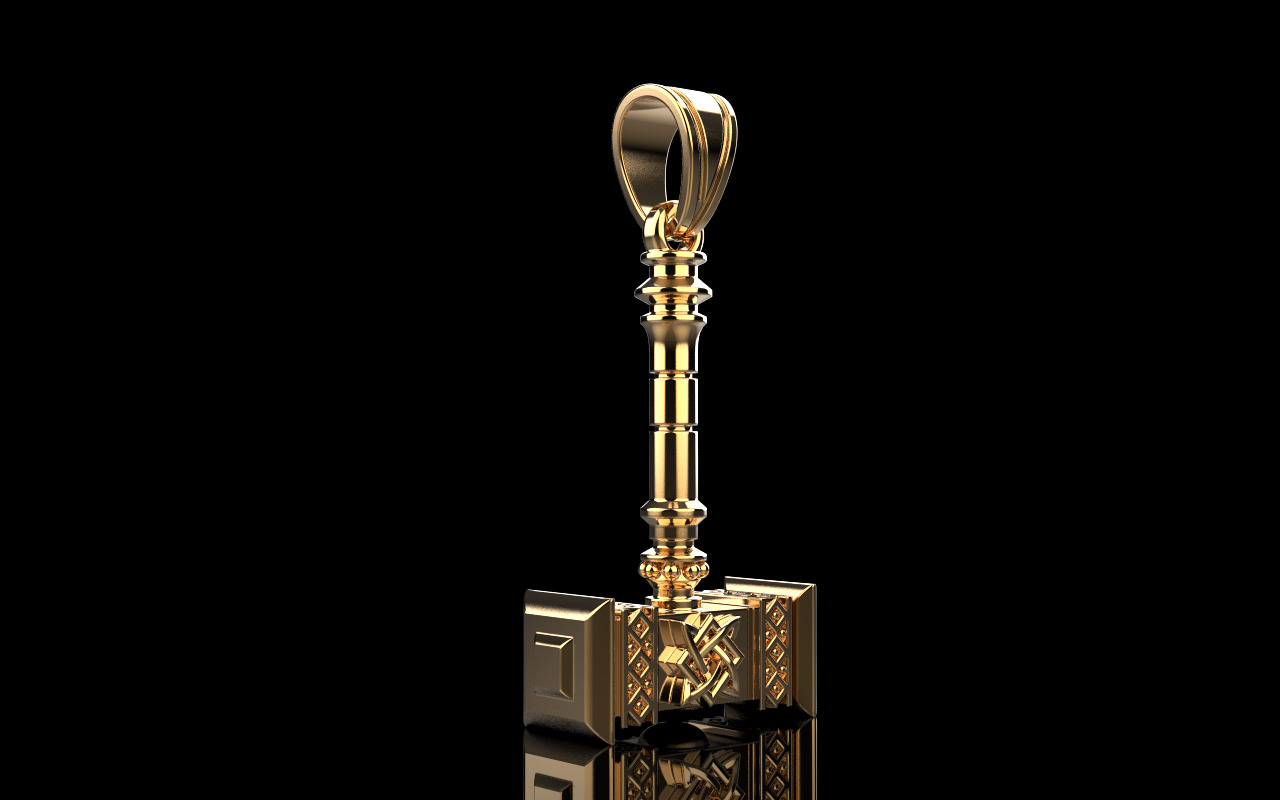 Thor hammer Mjollnir pendant model 1068 3D print model_23
