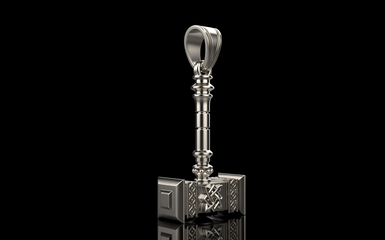 Thor hammer Mjollnir pendant model 1068 3D print model_2