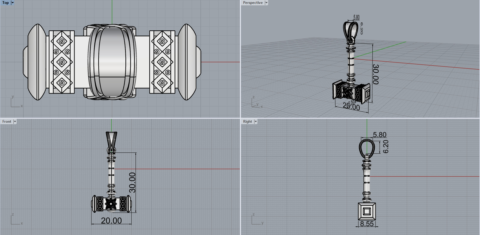 Thor hammer Mjollnir pendant model 1068 3D print model_3