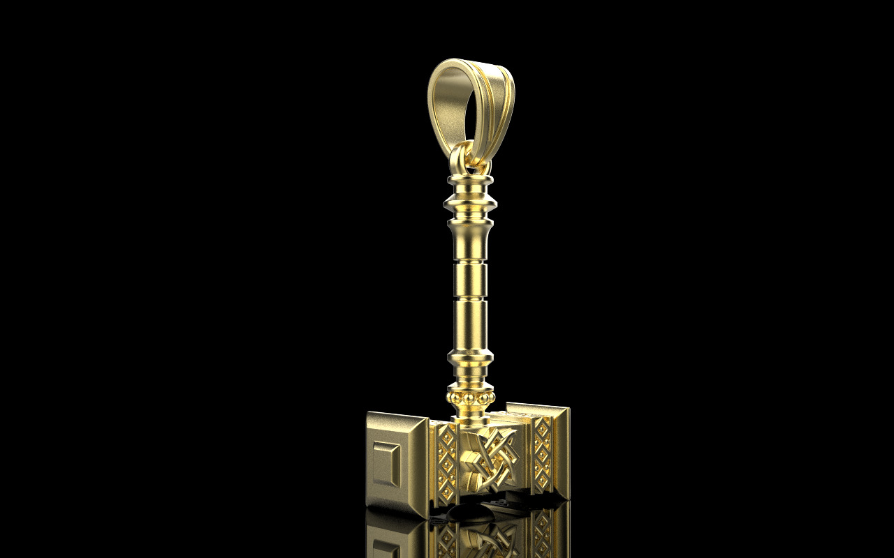 Thor hammer Mjollnir pendant model 1068 3D print model_22