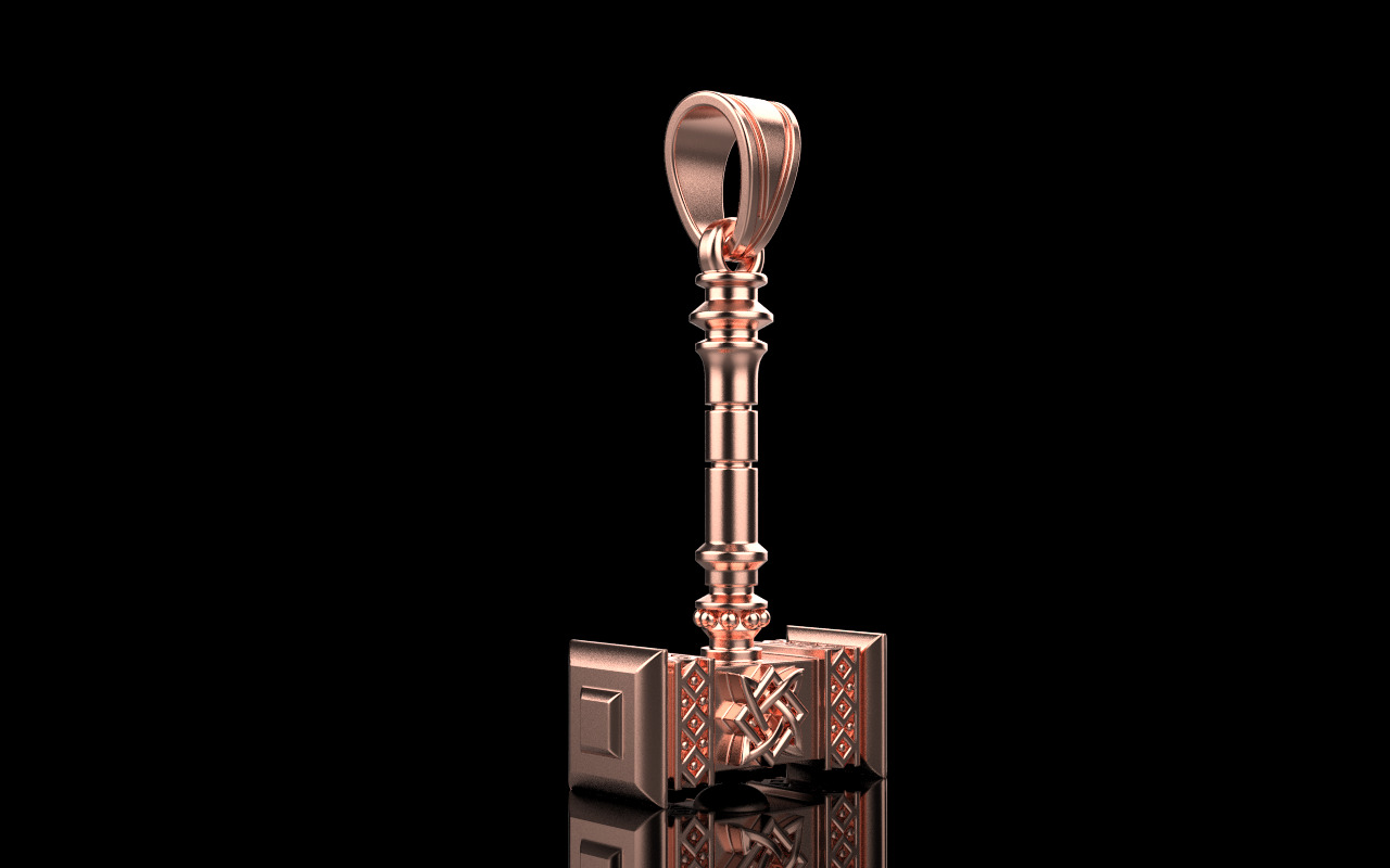 Thor hammer Mjollnir pendant model 1068 3D print model_24