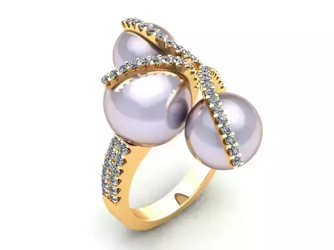 Three Pear Wedding Ring 400 3D print model